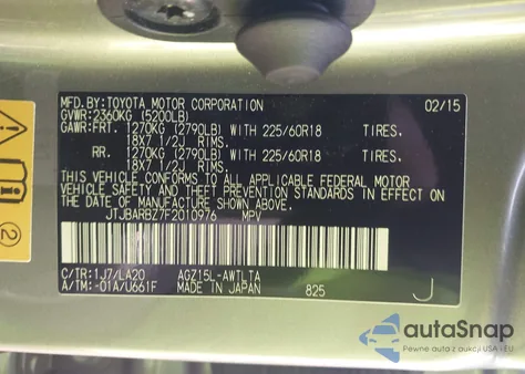 2015 Lexus Nx 200T from USA, damaged, VIN JTJBARBZ7F2010976